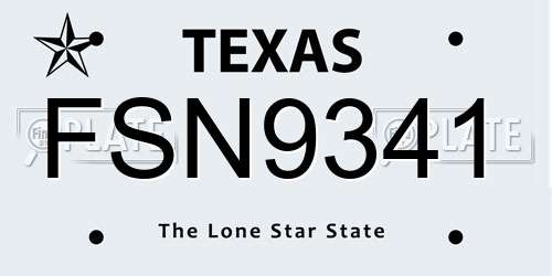FSN9341 Texas License Plate