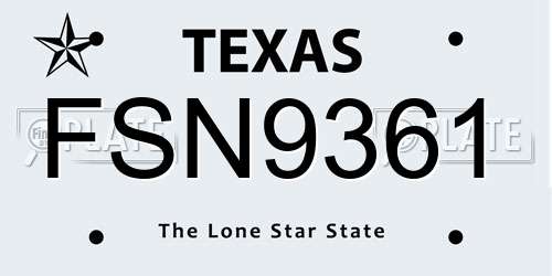 FSN9361 Texas License Plate