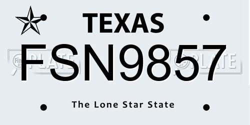 FSN9857 Texas License Plate