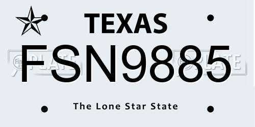 FSN9885 Texas License Plate