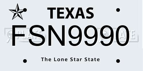 FSN9990 Texas License Plate
