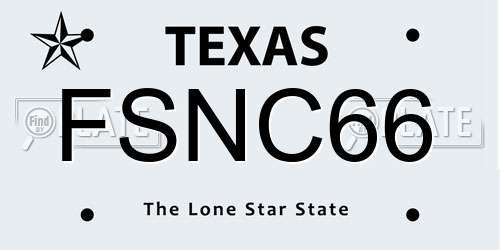 FSNC66 Texas License Plate