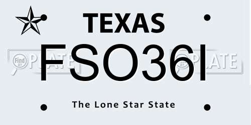 FSO36I Texas License Plate