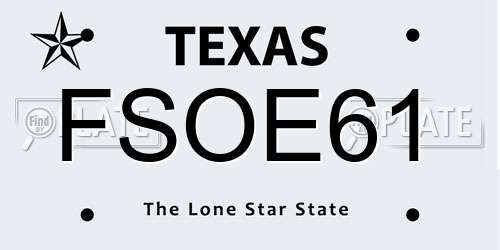FSOE61 Texas License Plate