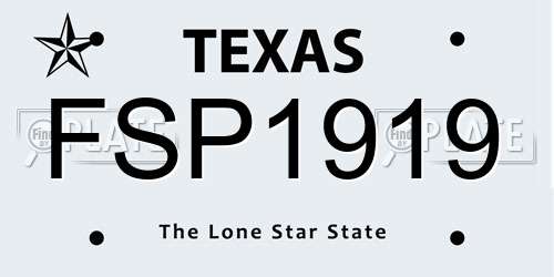 FSP1919 Texas License Plate