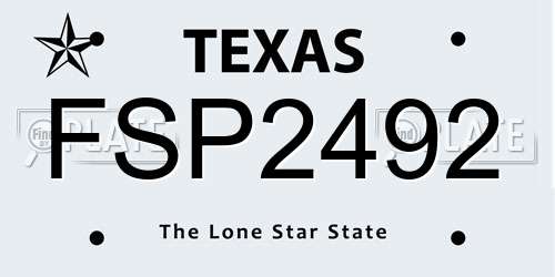 FSP2492 Texas License Plate