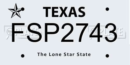 FSP2743 Texas License Plate