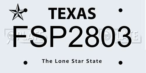 FSP2803 Texas License Plate