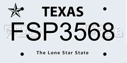 FSP3568 Texas License Plate