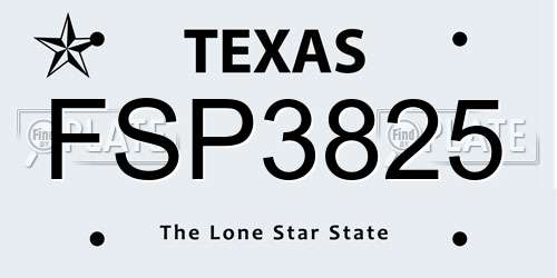 FSP3825 Texas License Plate