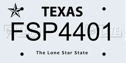 FSP4401 Texas License Plate
