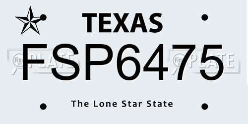 FSP6475 Texas License Plate