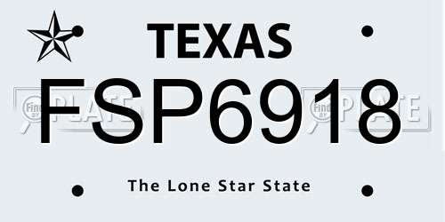 FSP6918 Texas License Plate