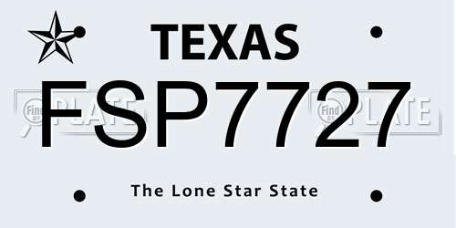 FSP7727 Texas License Plate