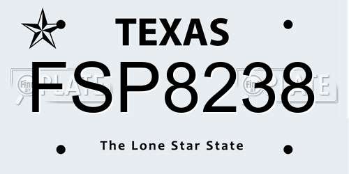 FSP8238 Texas License Plate