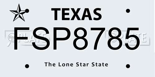 FSP8785 Texas License Plate