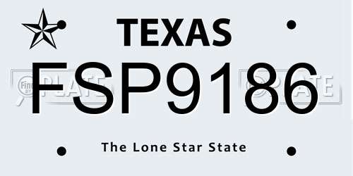 FSP9186 Texas License Plate