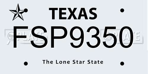 FSP9350 Texas License Plate