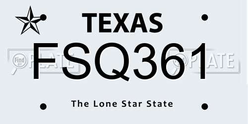 FSQ361 Texas License Plate