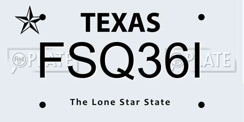 FSQ36I Texas License Plate