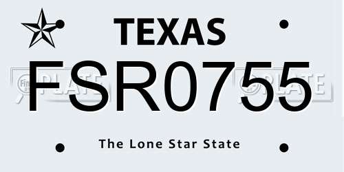 FSR0755 Texas License Plate