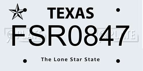 FSR0847 Texas License Plate