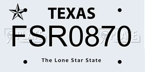 FSR0870 Texas License Plate