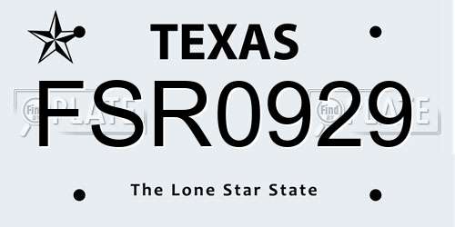 FSR0929 Texas License Plate