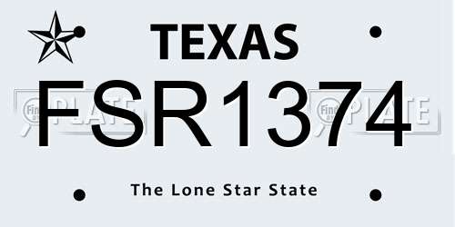 FSR1374 Texas License Plate