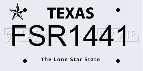FSR1441 Texas License Plate