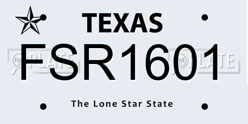 FSR1601 Texas License Plate
