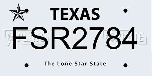 FSR2784 Texas License Plate
