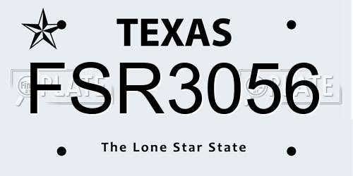 FSR3056 Texas License Plate