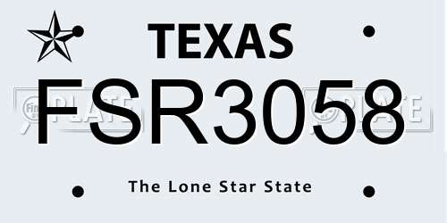 FSR3058 Texas License Plate