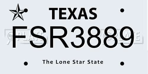 FSR3889 Texas License Plate