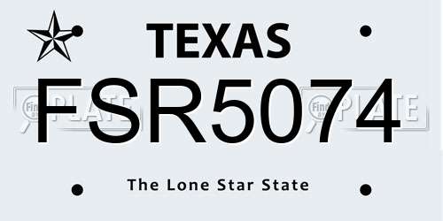 FSR5074 Texas License Plate