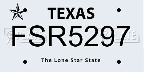 FSR5297 Texas License Plate