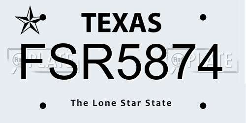 FSR5874 Texas License Plate