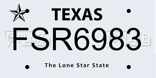 FSR6983 Texas License Plate