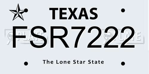 FSR7222 Texas License Plate