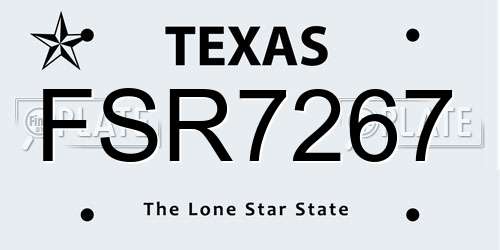 FSR7267 Texas License Plate