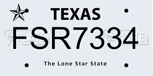 FSR7334 Texas License Plate