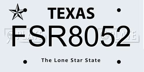 FSR8052 Texas License Plate
