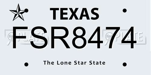 FSR8474 Texas License Plate