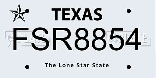FSR8854 Texas License Plate