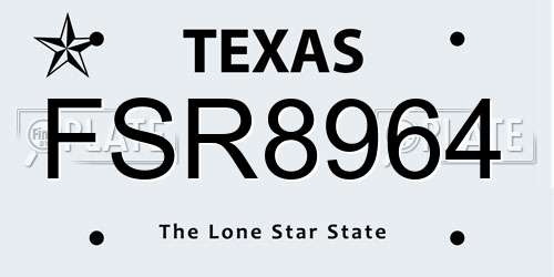 FSR8964 Texas License Plate