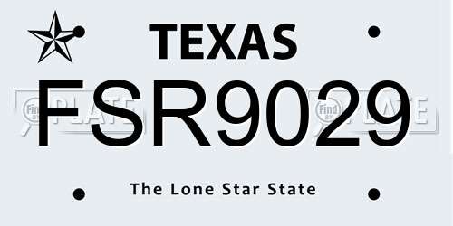 FSR9029 Texas License Plate