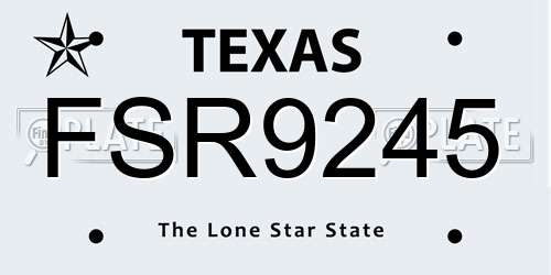 FSR9245 Texas License Plate