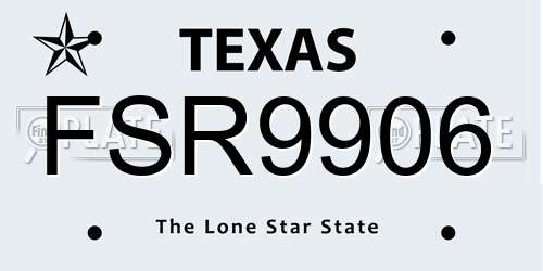 FSR9906 Texas License Plate