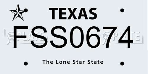 FSS0674 Texas License Plate